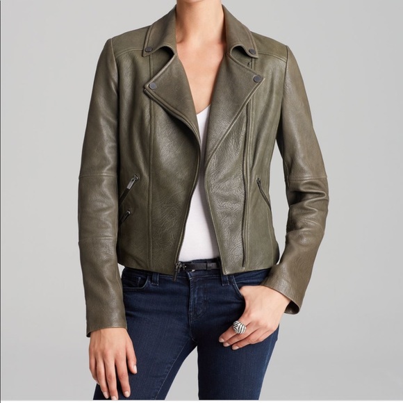 BCBGMaxAzria Jackets & Blazers - Army green leather jacket